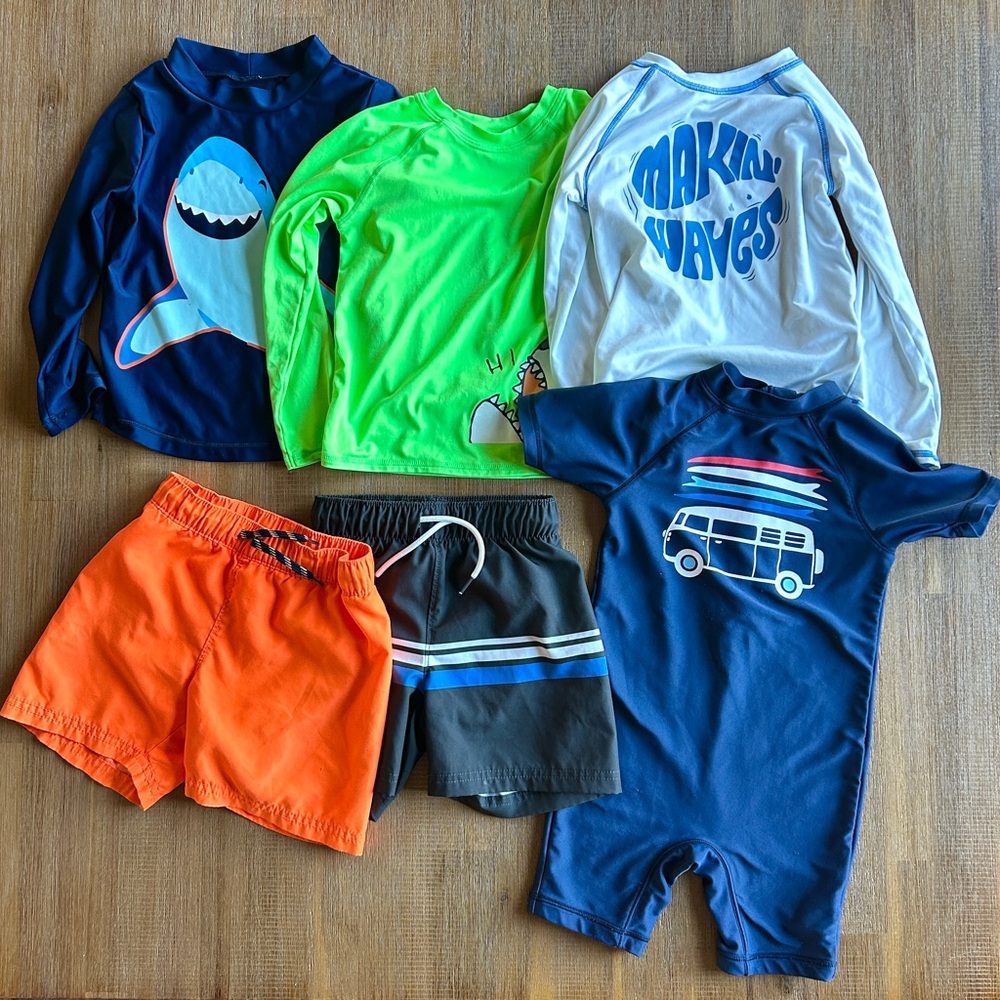 Lot of 3T Rash Guards & Swim Trunks